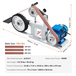 SucceBuy Belt Grinder Sander 72x 2-Inch Variable Speed Polisher 1500W Polishing Grinding Machine for Metalworking Knife Making
