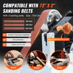 SucceBuy Belt Grinder Sander 72x 2-Inch Variable Speed Polisher 1500W Polishing Grinding Machine for Metalworking Knife Making