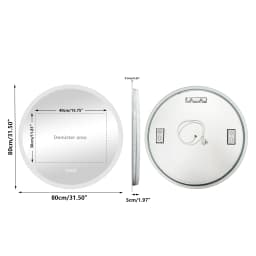 32'' Round Dimmable Led Bathroom Mirror Backlit Vanity Mirror with Bluetooth Speaker, 3 Colors Temperature, Defogging Functions