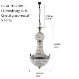 Retro Royal Empire Glass Crystal Chandelier Lights Decor Pendant Ceiling Lamp