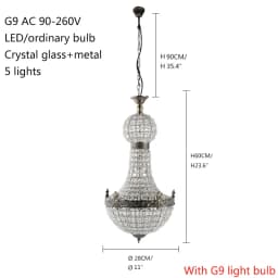 Retro Royal Empire Glass Crystal Chandelier Lights Decor Pendant Ceiling Lamp