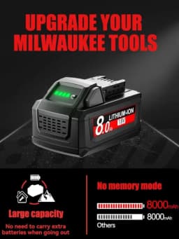 VANON 1/2/4Pack 8.0AH Replace for Milwaukee M18 18V Rechargeable tools 48-11-1815 2604-20 48-11-1850 battery pin
