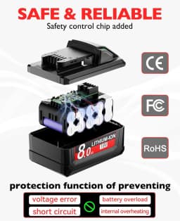 VANON 1/2/4Pack 8.0AH Replace for Milwaukee M18 18V Rechargeable tools 48-11-1815 2604-20 48-11-1850 battery pin