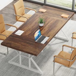 Tribesigns Conference Table, 70.86"L x 31.49"W x 29.52"H Rectangle Meeting Room Table, Rustic Wood Seminar Table Executive Desk