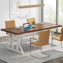 Tribesigns Conference Table, 70.86"L x 31.49"W x 29.52"H Rectangle Meeting Room Table, Rustic Wood Seminar Table Executive Desk
