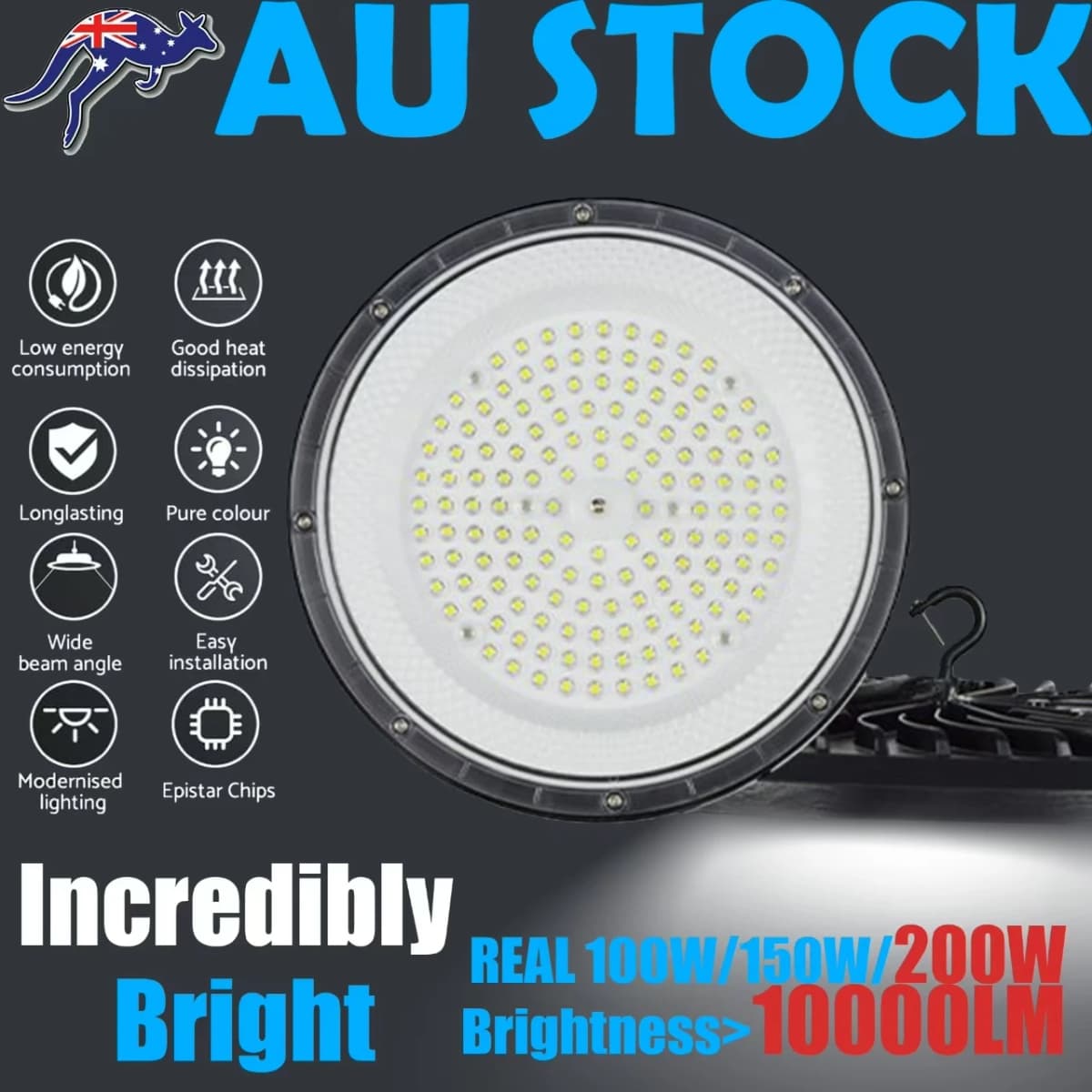 150W High Bay Light - Powerful LED Industrial Lighting for Warehouse, Factory & Workshop. Energy-saving, Long Lifespan & Wide Be