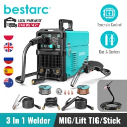 Bestarc MIG145 MIG Welder 220V 145Amp 4-in-1 Welding Machine, Gas & Gasless MIG / Lift TIG / Stick, Digital LED Display