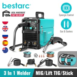 Bestarc MIG145 MIG Welder 220V 145Amp 4-in-1 Welding Machine, Gas & Gasless MIG / Lift TIG / Stick, Digital LED Display