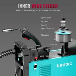 Bestarc MIG145 MIG Welder 220V 145Amp 4-in-1 Welding Machine, Gas & Gasless MIG / Lift TIG / Stick, Digital LED Display