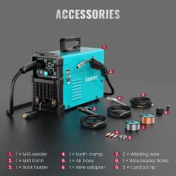 Bestarc MIG145 MIG Welder 220V 145Amp 4-in-1 Welding Machine, Gas & Gasless MIG / Lift TIG / Stick, Digital LED Display
