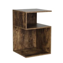 Bedside Table Shelf Side End Table Storage Nightstand Rust Oak Modern Wooden Organizer