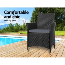 Outdoor Dining Chairs Patio Wicker Garden Cushion 2 Piece Idris Set