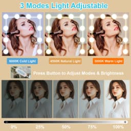 Teousev Black Vanity Set, 3 Color Dimmable LED Sliding Mirror, 6 Drawers & Stool, Easy Assembly Bedroom Makeup Dressing Table