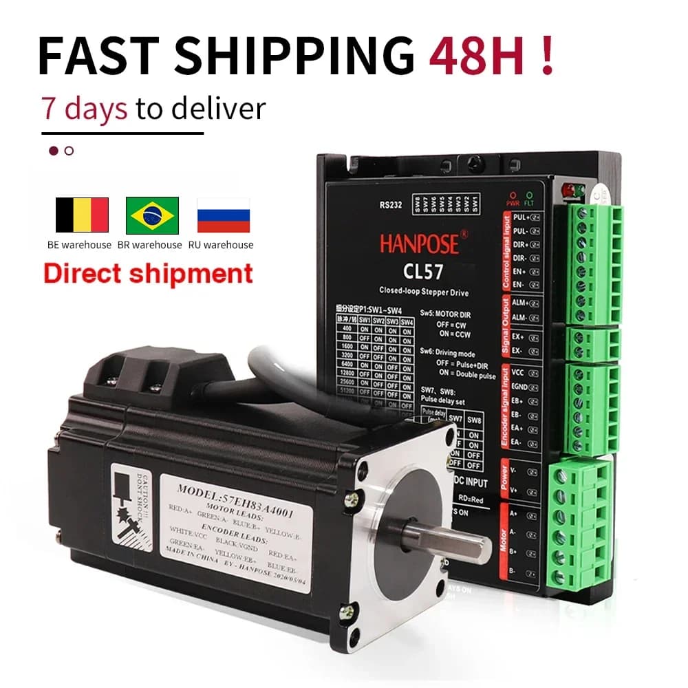 57CME26 Servo motor Stepper Motor 57EH83-56/100MM Hybrid Step-servo motor Nema23 Closed Loop 4A 2.6N.M +CL57 for CNC Router