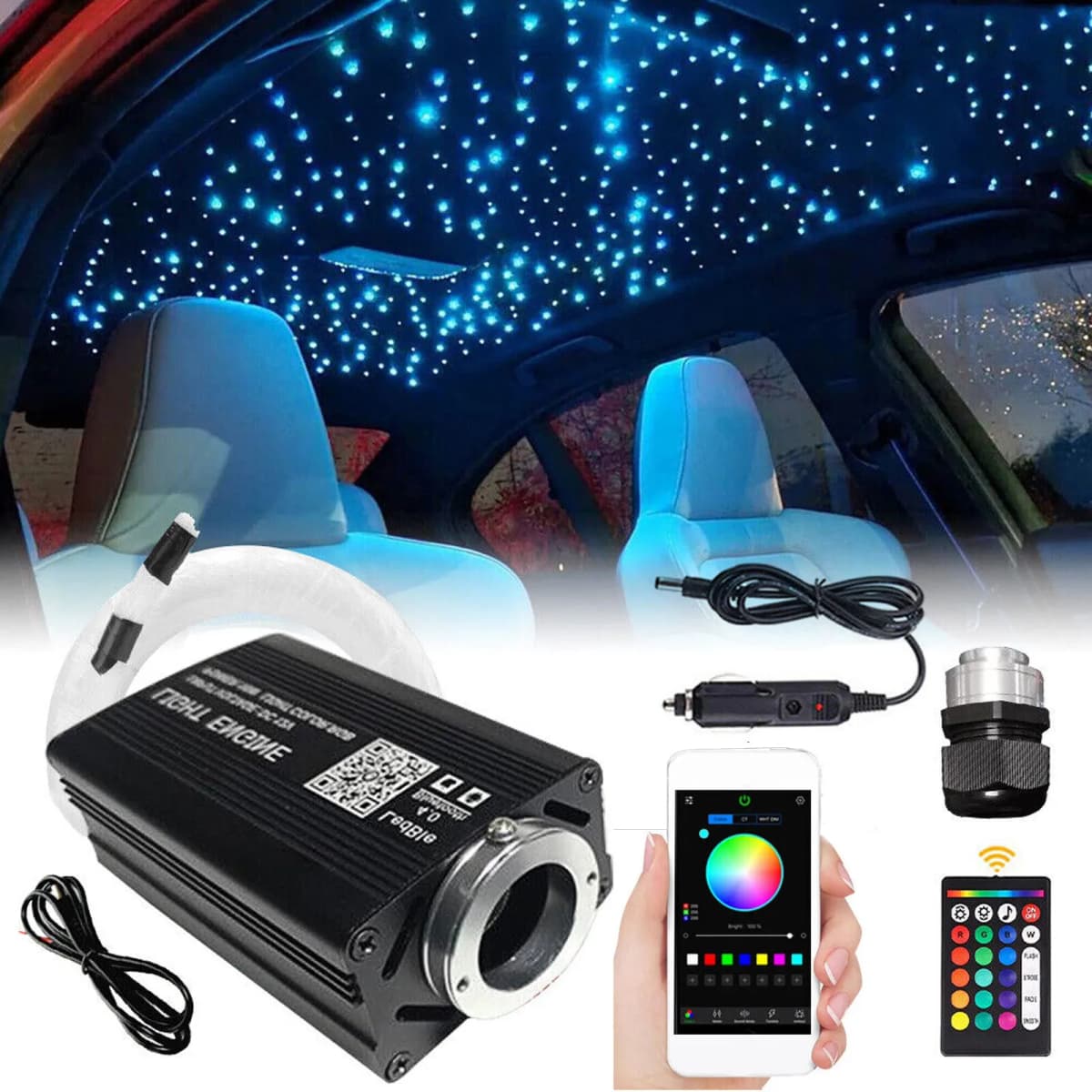 500pc Headliner Star Light Kit Roof Starlight Ceiling Light Optic Fiber Home Car