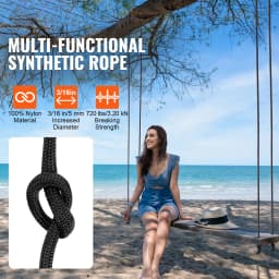 SucceBuy 3/16 in 250/1000 ft Nylon Cord 32-Strand Design Multi-Purpose Rope for Outdoor Adventures Tree Work Emergency Situation
