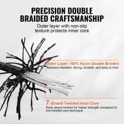 SucceBuy 3/16 in 250/1000 ft Nylon Cord 32-Strand Design Multi-Purpose Rope for Outdoor Adventures Tree Work Emergency Situation