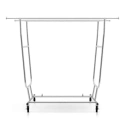 Double Rail Adjustable Clothes Rack with Wheels Heavy Duty Garment Stand Portable Coat Hanger Organizer