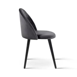 Set of 2 Dark Grey Velvet Dining Chairs Curved Back Upholstered Kitchen Living Room Accent Seating