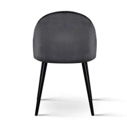 Set of 2 Dark Grey Velvet Dining Chairs Curved Back Upholstered Kitchen Living Room Accent Seating