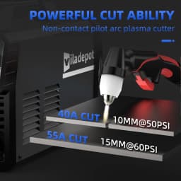 Viladepot Plasma Cutter CUT55 MAX 55A Non-contact Cutting Pilot Arc Plasma Cutting Machine 2T/4T 15mm DIY & Professional 220V