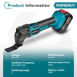 YOFIDRA 6 Gears Oscillating Multi-tool With 20,000 OPM Electric woodworking Renovator Trimmer Saw Tool For Makita 21V Battery