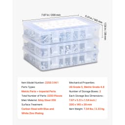 SucceBuy 906 Pcs Bolts and Nuts Assortment Kit Metric Machine Screws and Flat Washers Alloy Steel M4 / M5 / M6/ M8 Multiple Size