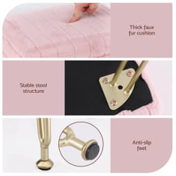 Pink Storage Ottoman Vanity Foot Stool Upholstered Round Small Accent Seat for Bedroom Living Room Shoe Bench End of Bed Space Saving Organizer