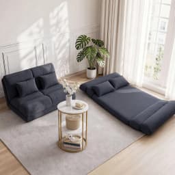 Floor Lounge Sofa Bed Coffee Table 2 Tier Marble Effect Side Table Set