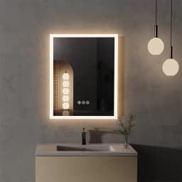 LUVODI Wall Mounted LED Bathroom Mirror Smart Touch Vanity Makeup Mirror with 3 Color Dimmable Feature And Defog Function