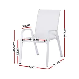 2 Piece Stackable Outdoor Dining Chairs White Patio Lounge Chairs for Garden Balcony Terrace Furniture