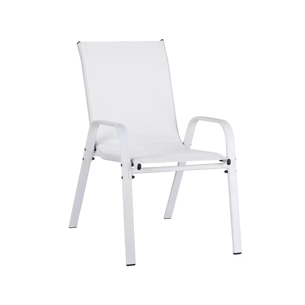 2 Piece Stackable Outdoor Dining Chairs White Patio Lounge Chairs for Garden Balcony Terrace Furniture