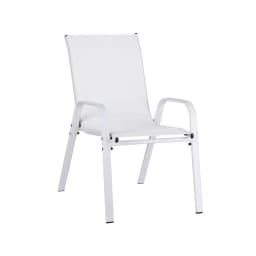 2 Piece Stackable Outdoor Dining Chairs White Patio Lounge Chairs for Garden Balcony Terrace Furniture