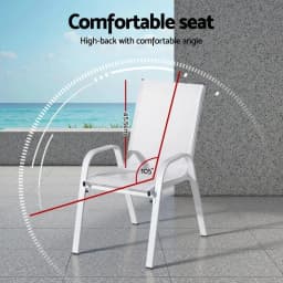 2 Piece Stackable Outdoor Dining Chairs White Patio Lounge Chairs for Garden Balcony Terrace Furniture