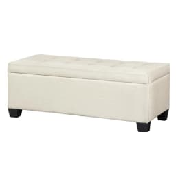 Storage Ottoman Blanket Box 97cm Linen Beige Upholstered Bedroom Bench Seat Chest Trunk Footstool with Lid Space Saving Organizer Storage Bench