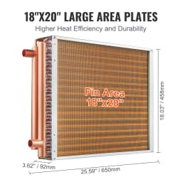 SucceBuy Heat Exchanger Water to Air 18"x 20", for Outdoor Wood Furnaces Residential Heating and Cooling and Forced Air Heating