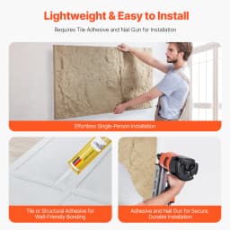 SucceBuy 3D Wall Panels 4 Pack 48 x 24 inch PU Natural Stone Imitation Wall Art Tiles Interior Home Decor for Ceiling Bedroom