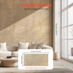 SucceBuy 3D Wall Panels 4 Pack 48 x 24 inch PU Natural Stone Imitation Wall Art Tiles Interior Home Decor for Ceiling Bedroom