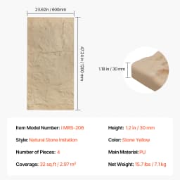 SucceBuy 3D Wall Panels 4 Pack 48 x 24 inch PU Natural Stone Imitation Wall Art Tiles Interior Home Decor for Ceiling Bedroom