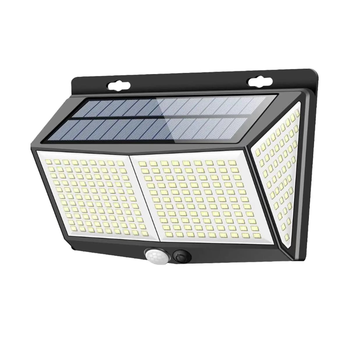 Solar motion-sensing garden lights. Features waterproof design (IP65) & extended battery life for all-night illumination