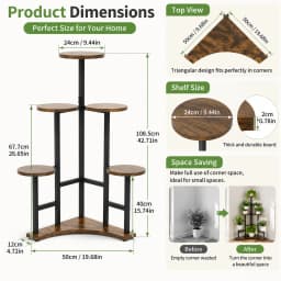 5 Tiers Wooden Plant Stand Holder Tall Corner Flower Display Rack Organizer Shelves