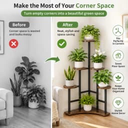 5 Tiers Wooden Plant Stand Holder Tall Corner Flower Display Rack Organizer Shelves