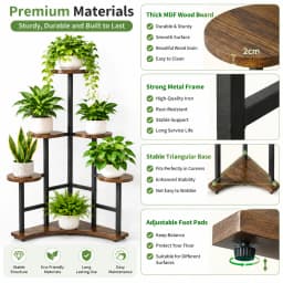 5 Tiers Wooden Plant Stand Holder Tall Corner Flower Display Rack Organizer Shelves