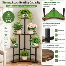 5 Tiers Wooden Plant Stand Holder Tall Corner Flower Display Rack Organizer Shelves