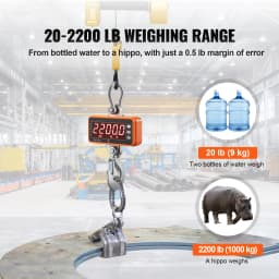 SucceBuy 1000 kg Digital Crane Scale Industrial Hanging Scale with Remote Control Cast Aluminum & LED Screen for Construction