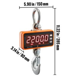 SucceBuy 1000 kg Digital Crane Scale Industrial Hanging Scale with Remote Control Cast Aluminum & LED Screen for Construction
