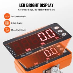 SucceBuy 1000 kg Digital Crane Scale Industrial Hanging Scale with Remote Control Cast Aluminum & LED Screen for Construction