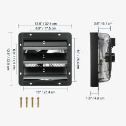 SucceBuy Shutter Exhaust Fan 12'' with Temperature Humidity Controller EC/AC-motor 940 CFM 10 Speed Adjustable Wall Mount Attic