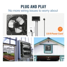 SucceBuy Shutter Exhaust Fan 12'' with Temperature Humidity Controller EC/AC-motor 940 CFM 10 Speed Adjustable Wall Mount Attic