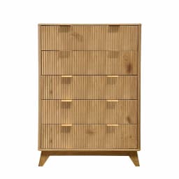 New Tall Dresser, Wood Chest of Drawers, 5 Drawer Waveform Fluted Panel Dresser, Modern Dressers for Storage Drawers Clothes, fo